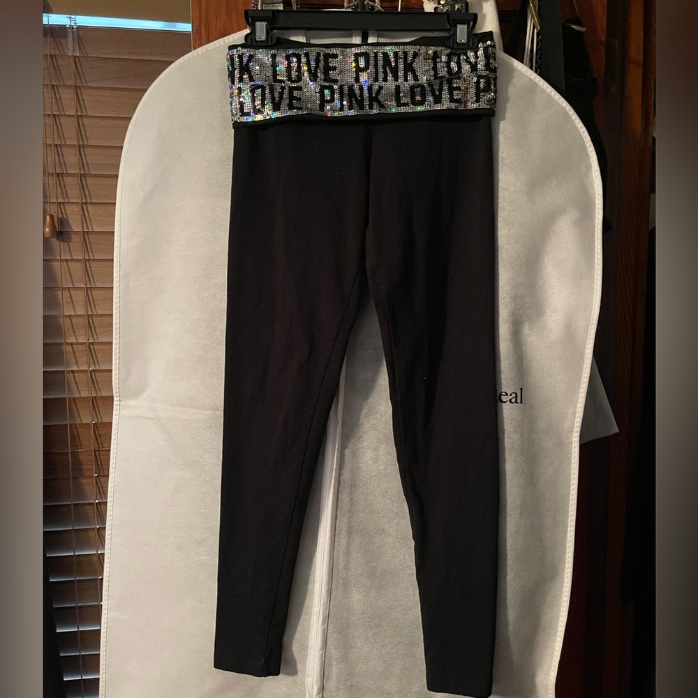 Victoria’s Secret PINK yoga leggings bling sparkle waist band